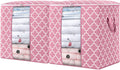 WISELIFE Storage Bags 2 Pack/100L Large Blanket Clothes Organization and Storage Containers for Comforters,Bedding, Foldable Organizer with Reinforced Handle, Clear Window, Sturdy Zippers,Pink