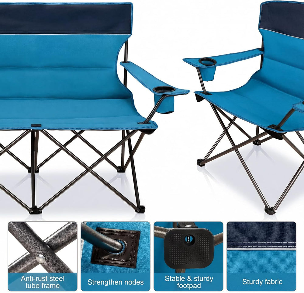 Oversized 4 Pcs Camping Chair Set with Table,Outdoor Folding Heavy Duty Lawn ...