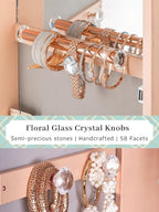 LUXFURNI Jewelry Armoire Organizer, Wall/Door Mounted Cabinet with Full Length Mirror (Peach)
