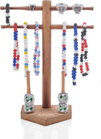 NEW Wooden Baseball & Softball Championship Ring Holder with Drip Necklace Display – Sports Organizer Baseball Gifts for Jewelry & Awards(MVP)