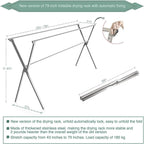 AUGMIRR Clothes Drying Racks Outdoor, 82 Inches Updated Version,Stainless Steel Laundry Drying Rack for Indoor Outdoor and The Balcony,Length Adjustable Saves Space,with Windproof Hooks(002)