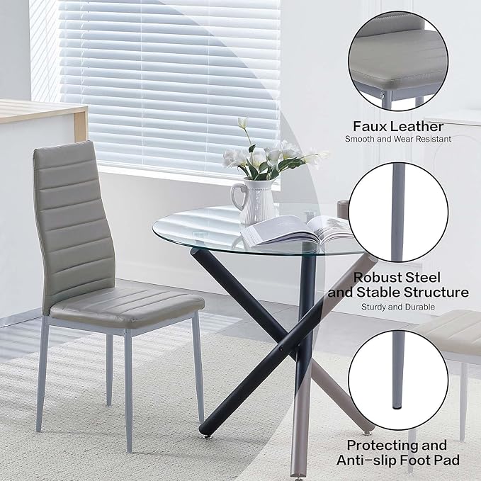 PU Dining Chairs Set of 4, Modern Kitchen & Dining Room Chairs Faux Leath...