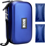 Insulin Cooler Travel Case, TSA Approved Medication Diabetic Cooler Organizer Bag with Thermometer Temperature Display 2 Ice Packs, Blue