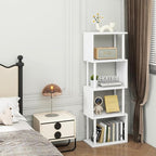 IBUYKE 5-Tier Tall Bookshelf,S-Shaped Geometric Bookcase, Wood Display Shelves with Storage,Modern Bookshelf for Living Room Bedroom, Home Office, White WBC015W