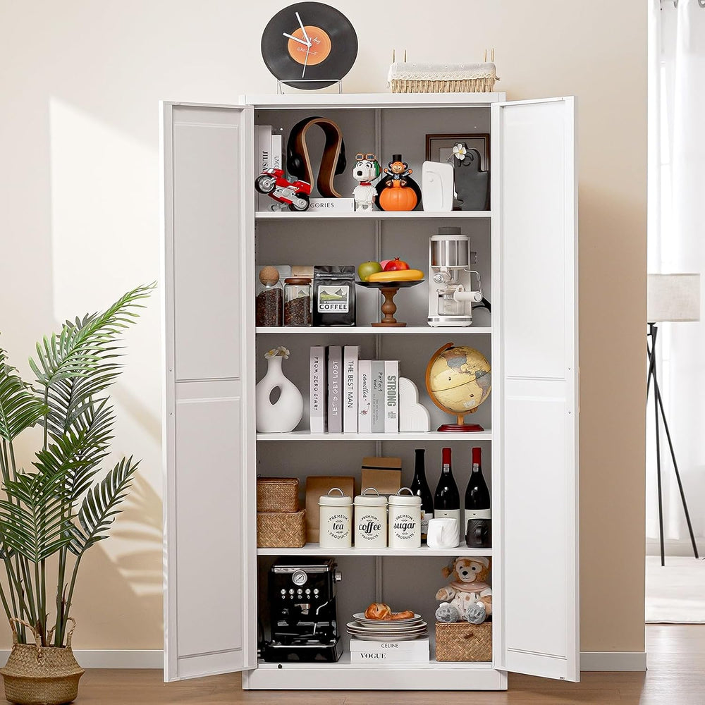 71"Tall Metal Kitchen Pantry Storage Cabinet with Doors& 4 Shelves |...