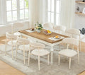 UVV Dining Chairs Set of 8, Metal Kitchen Chairs with Modern Fabric Upholstered for Dining Room, Beige