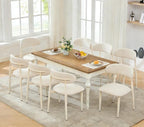 UVV Dining Chairs Set of 8, Metal Kitchen Chairs with Modern Fabric Upholstered for Dining Room, Beige