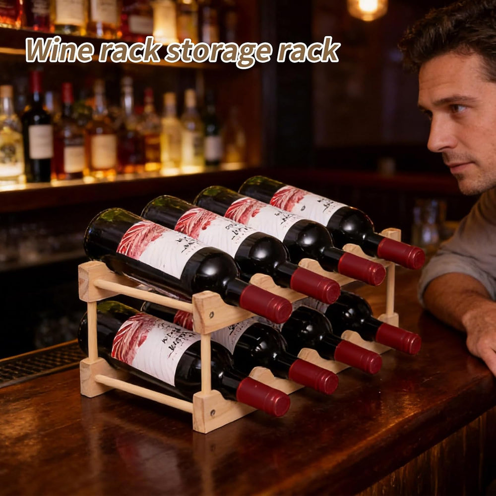 Wooden Stackable Storage Modular Small countertop Wine Rack Cabinet-Freestand...