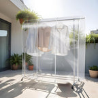 Clear Clothes Rack Cover 6Ft Garment Rack Cover Transparent Clothing Rack Cover With 2 Durable Zipper Waterproof Protector for Garment Rack (71"L x 20"W x 60"H, Rack Not Included)