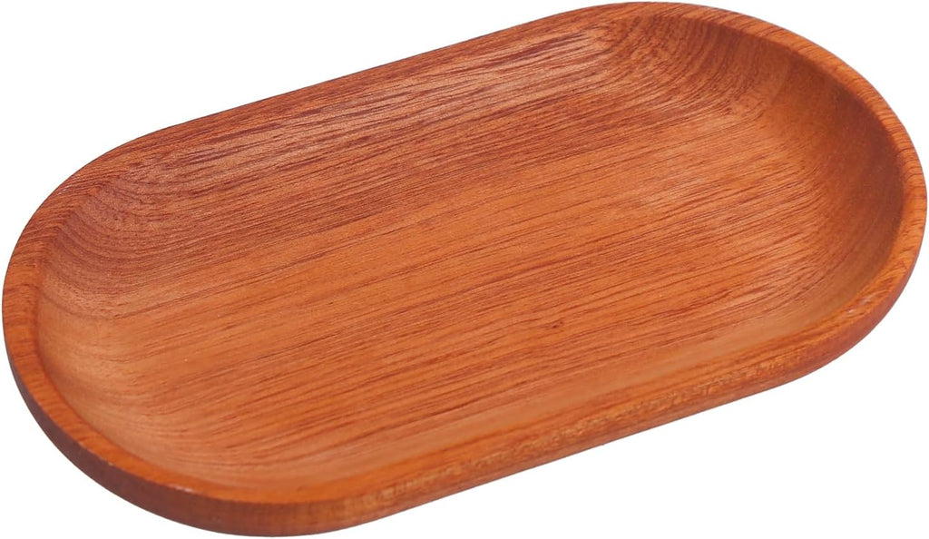 Oval Wood Ring Dish Small Jewelry Dish Holder Organizer 7.09 Inch | for Necklace Bracelet Display Wedding Decor Serving Dishes