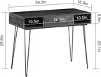 VECELO 39.3" Home Office Work Table with Drawers,Computer Desk with Hairpin Leg for Writing/Study,Charcoal Grey