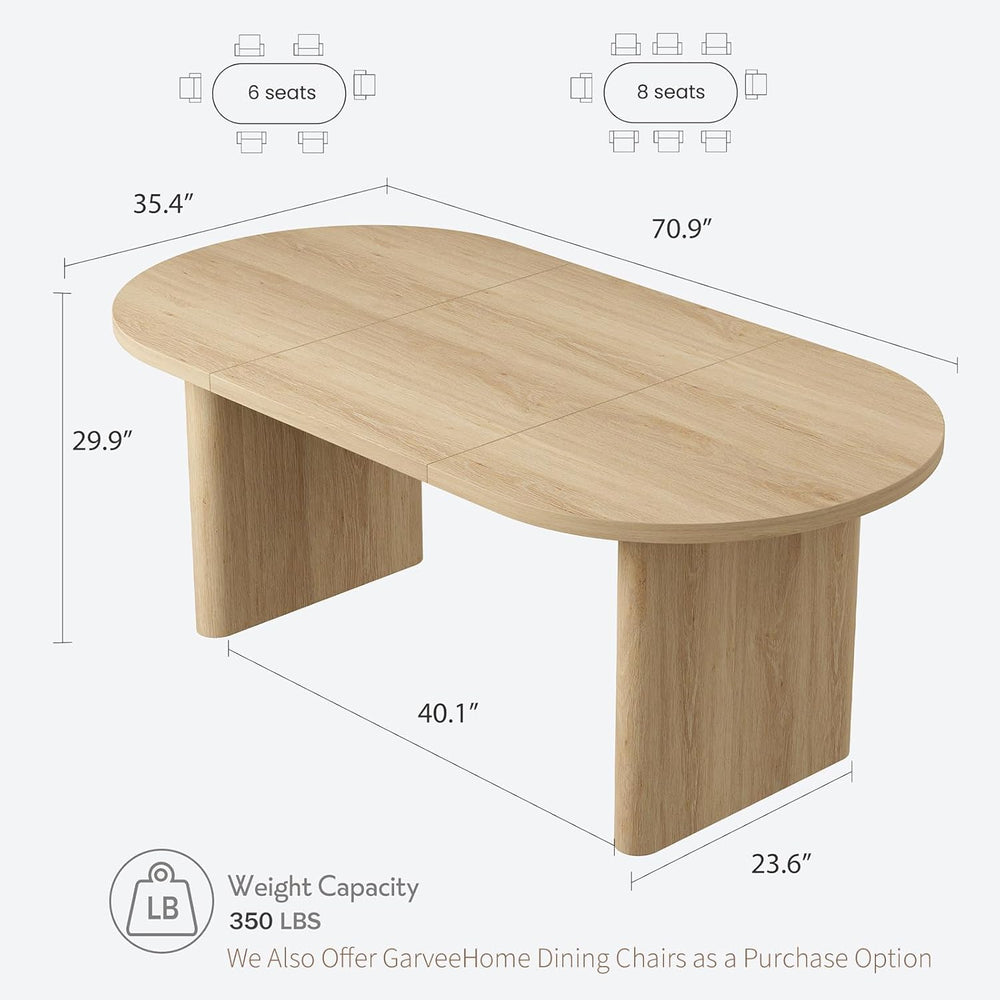 GarveeHome Oval Dining Table for 6-8 People, Long Large Kitchen Table with Th...