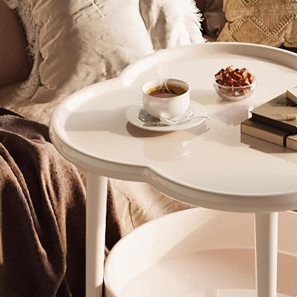 2 Tier Round Side Table, End Table with Storage Shelf, Small Round Nightstand...