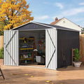 8x8 FT Outdoor Storage Shed, Garden Shed with Updated Frame Structure and Lockable Doors, Metal Tool Sheds for Backyard Garden Patio Lawn, Gray