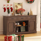 ARTPOWER TV Stand with 3 Drawers for TV up to 65'', Wood Mid Century Television Cabinet with Adjustable Shelves, Entertainment Center with Storage, Console for Living Room, Walnut