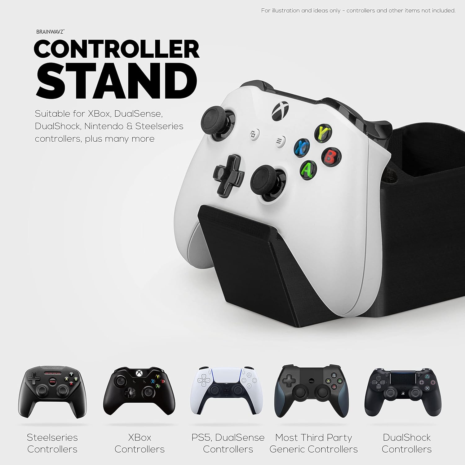 BRAINWAVZ Game Controller, TV Remote Control & Pens Pencils Stationery Storage Desktop Organizer Holder, Universal Design for Xbox ONE PS5 PS4 PC Gamepads, Reduce Clutter (D04)