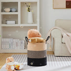 VIPOSCO Large Laundry Hamper, Tall Woven Rope Storage Basket for Blanket, Toys, Dirty Clothes in Living Room, Bathroom, Bedroom - 53L Brown & Black