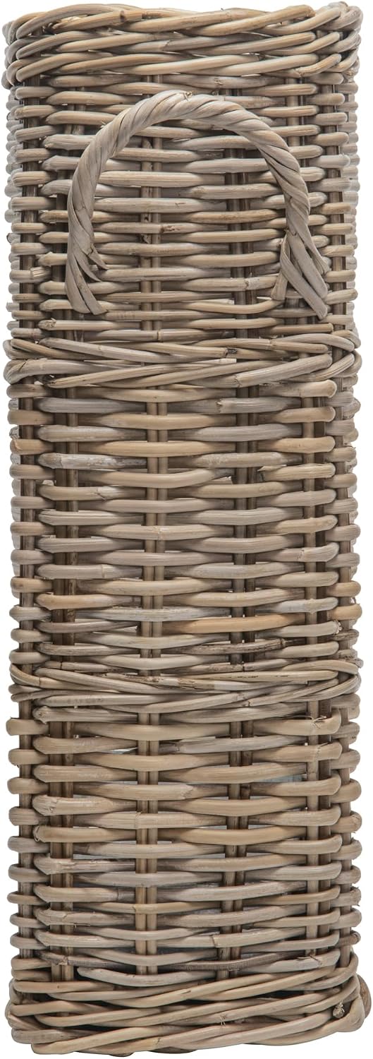 Kouboo Oval Rattan Kobo Umbrella Holder, Freestanding Umbrella Stand and Rack with Drip Tray for Home, Office or Business Entryway