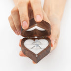 LETURE Wooden Heart Shape Ring Gift Box with Single Slot 2 Slot, Personalized Vintage Wood Jewelry Box for Proposal Engagement Wedding Ceremony Anniversary (White -2 Slot)