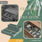 CHANCETSUI 6 PCS Stackable Drawer Organizers Set, Versatile Desk and Vanity Drawer Organizer Trays, Storage Bins for Makeup, Bathroom, Bedroom, Kitchen and Office, Green