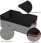 3 Pack Large Capacity Storage Bins Closet Organizer for Shelves, Fabric Closet Storage Baskets Boxes with Leather Handles for Organizing Clothes, Sheets, Jeans, Toys, Books (Black and Grey)