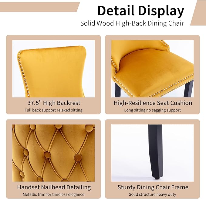 Modern Dining Chairs Set of 4, Upholstered Dining Chair with Full Back and Bu...