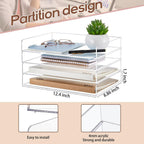 Harloon 4 Tier Acrylic Paper Tray 12.4 x 8.9 x 1.7 Inches Stackable Letter Clear Organizer No Need to Assemble Acrylic Paper Organizer File Tray for Office Workspace Desktop Storage(Transparent)
