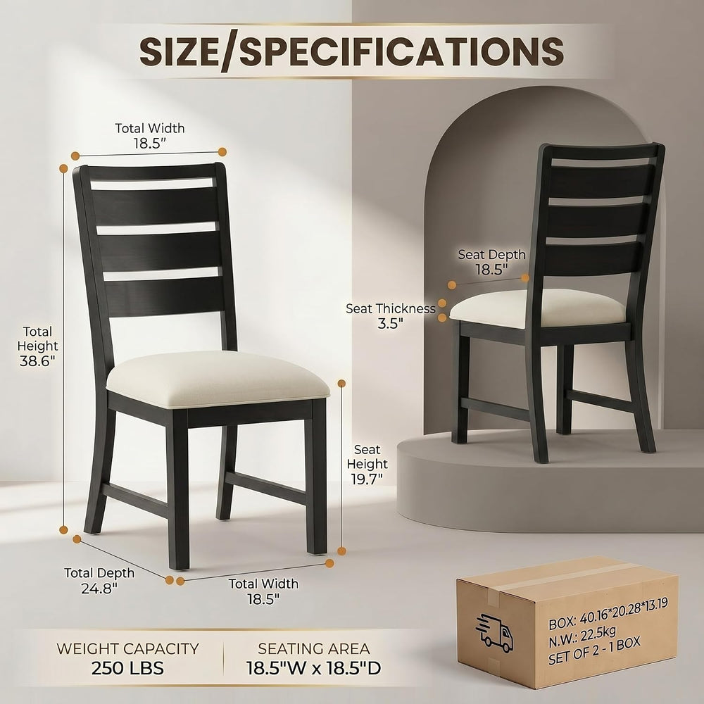 COLAMY Modern Dining Chairs Set of 2, Breathable Fabric Kitchen Chairs with H...