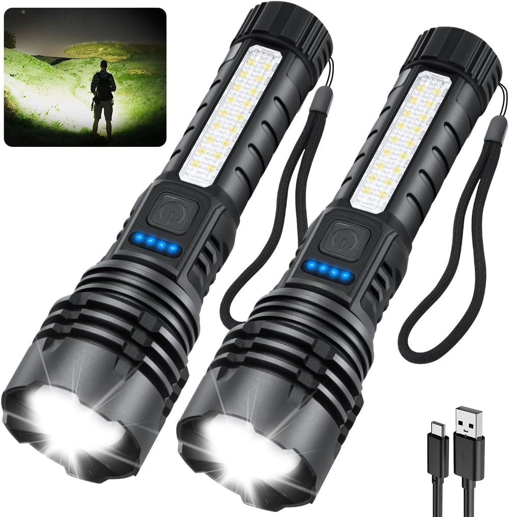 ZioeYiue Rechargeable Flashlights High Lumens 2Pack, Flash Lights for Home
