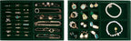 ProCase Stackable Jewelry Organizer Trays for Drawers, Jewelry Drawer Inserts Container Display Case Storage for Earring Necklace Rings Bracelet with Removable Dividers -Green, 2 Layers