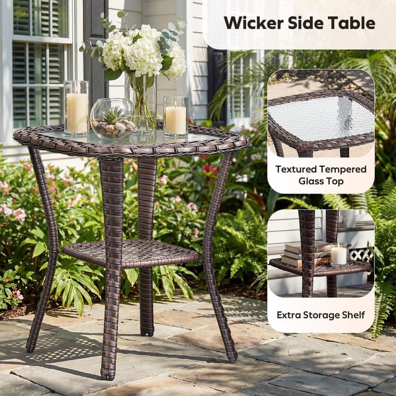 Outdoor Wicker Patio Furniture Set of 5 High Back with Ottoman, 6'' T...