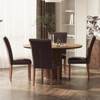 Stylish Dining Chairs Set of 4, Upholstered Parsons Dining Room Chair with Nailhead Trim, Kitchen Room Chair with Thick Cushions and Wood Legs, Nailhead Trim, Dark Brown Leather