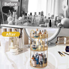 360 Rotating Makeup Organizer for Vanity,3 Tier Large Capacity Vanity Storage,Skincare Perfume Spinning Organizer,Bathroom Cosmetics Storage Makeup Stand Organizer (Gold-3 Tier)
