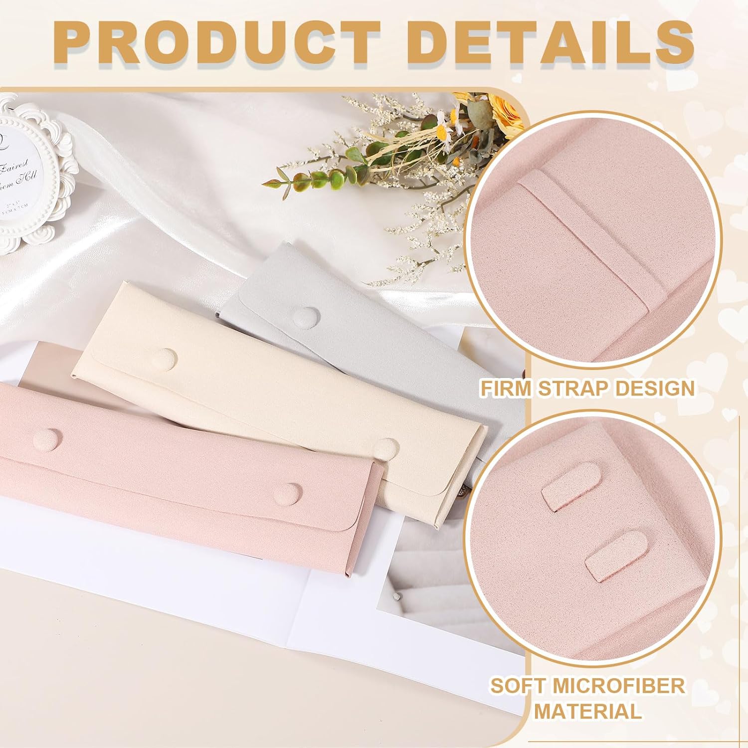 uxcell 6 Pcs Microfiber Necklace Travel Case, Necklace Pouch Storage Bag Microfiber Jewelry Travel Organizer Tangle Free for Women Gift, Pink