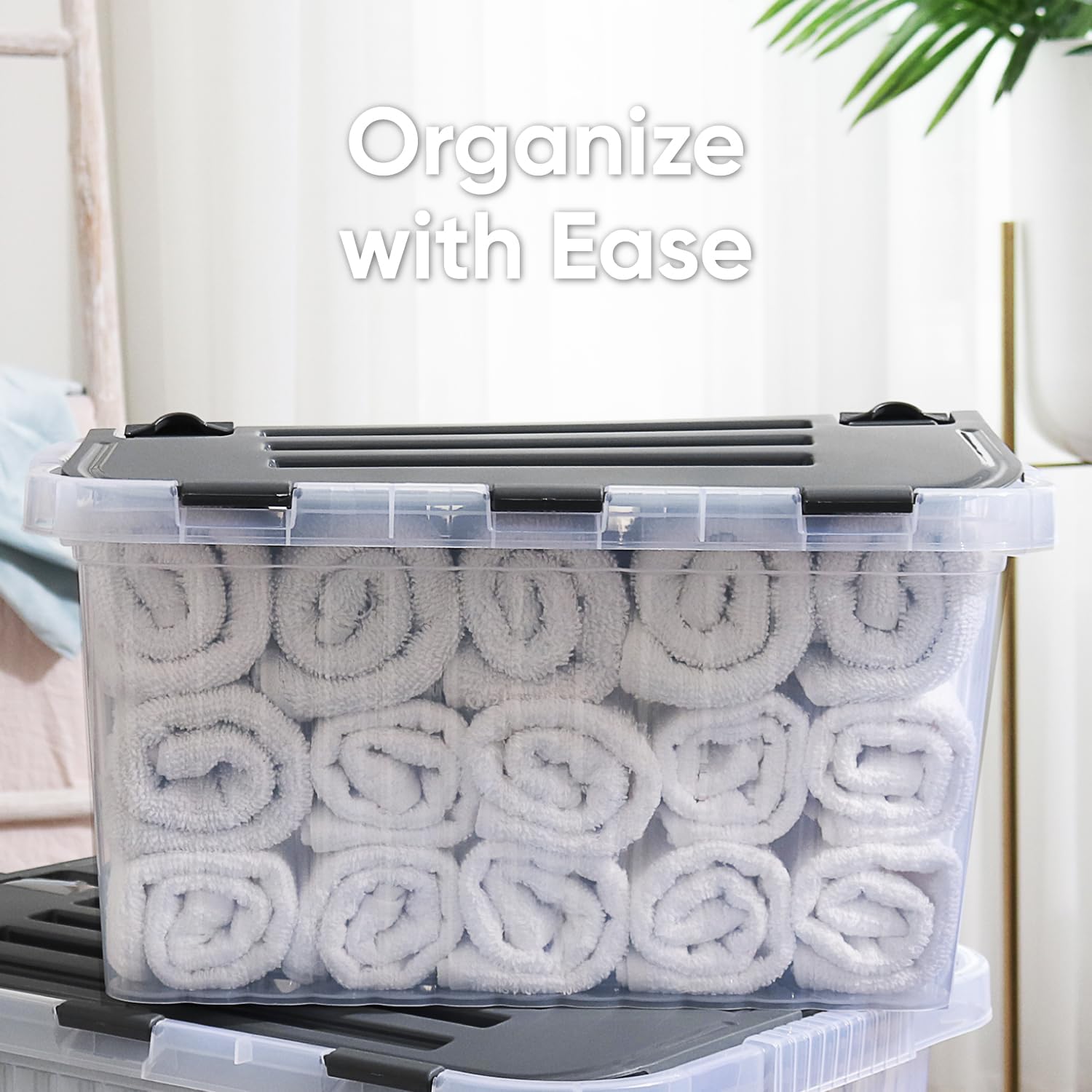 Superio Storage Bins with Lids- Clear Boxes for Organizing, Stackable Plastic Containers- BPA Free, Non-Toxic, Odor Free, Organizer for Home, Office, Dorm (6 Pack, 20.25"x14"x10.5")