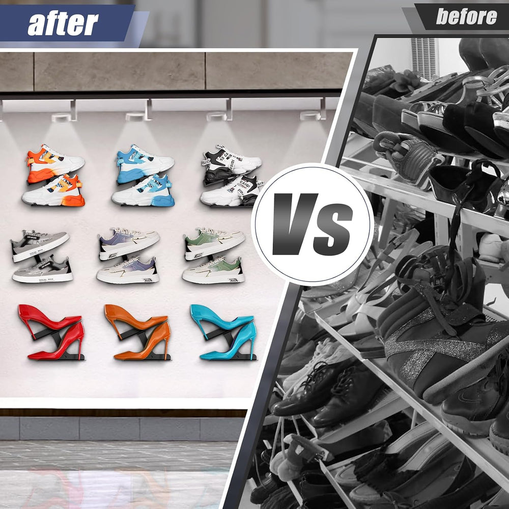 2 Pcs Floating Shoe Display Shelves, H-Type Sturdy Levitating Wall Shelf, Sne...