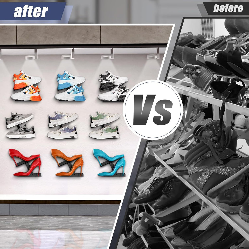 2 Pcs Floating Shoe Display Shelves, H-Type Sturdy Levitating Wall Shelf, Sneaker Holders for Shoe Collectors & Advertising Exhibition