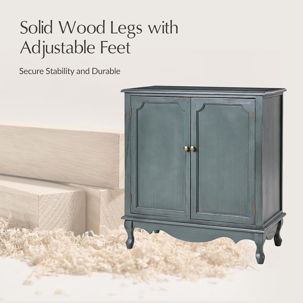 HULALA HOME Farmhouse Storage Cabinet with 2 Doors, Blue