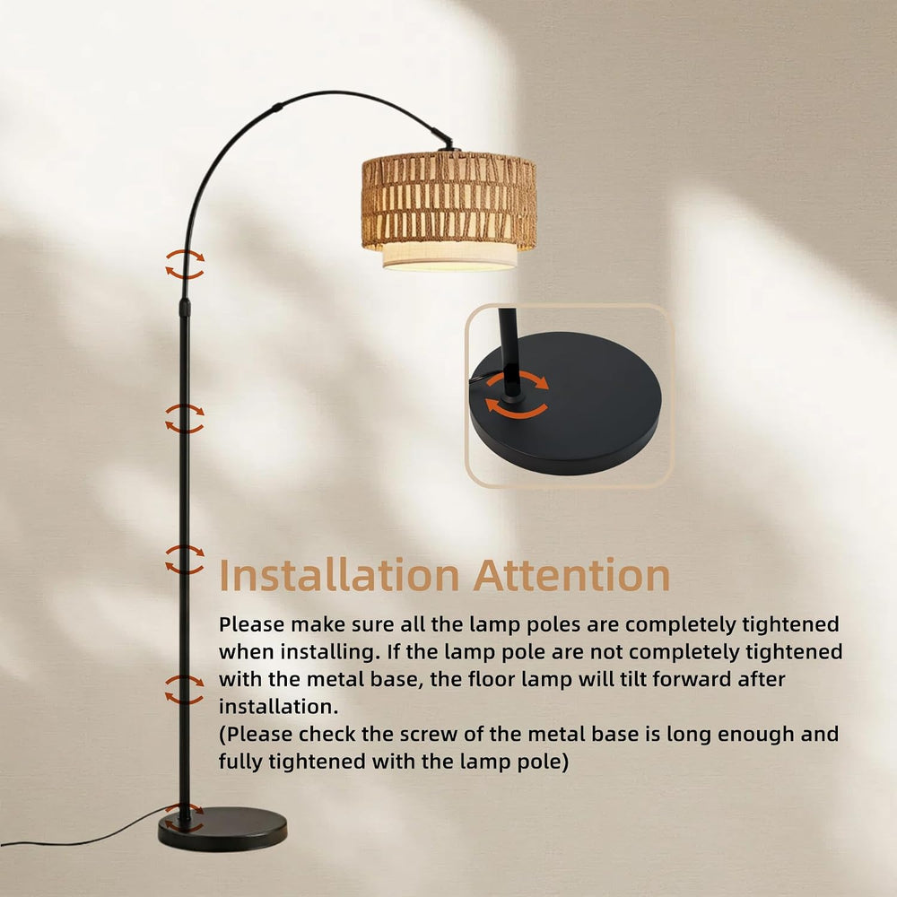 Arc Floor Lamp for Living Room with 12W Bulb,61.5"-71.5" Height Adj...
