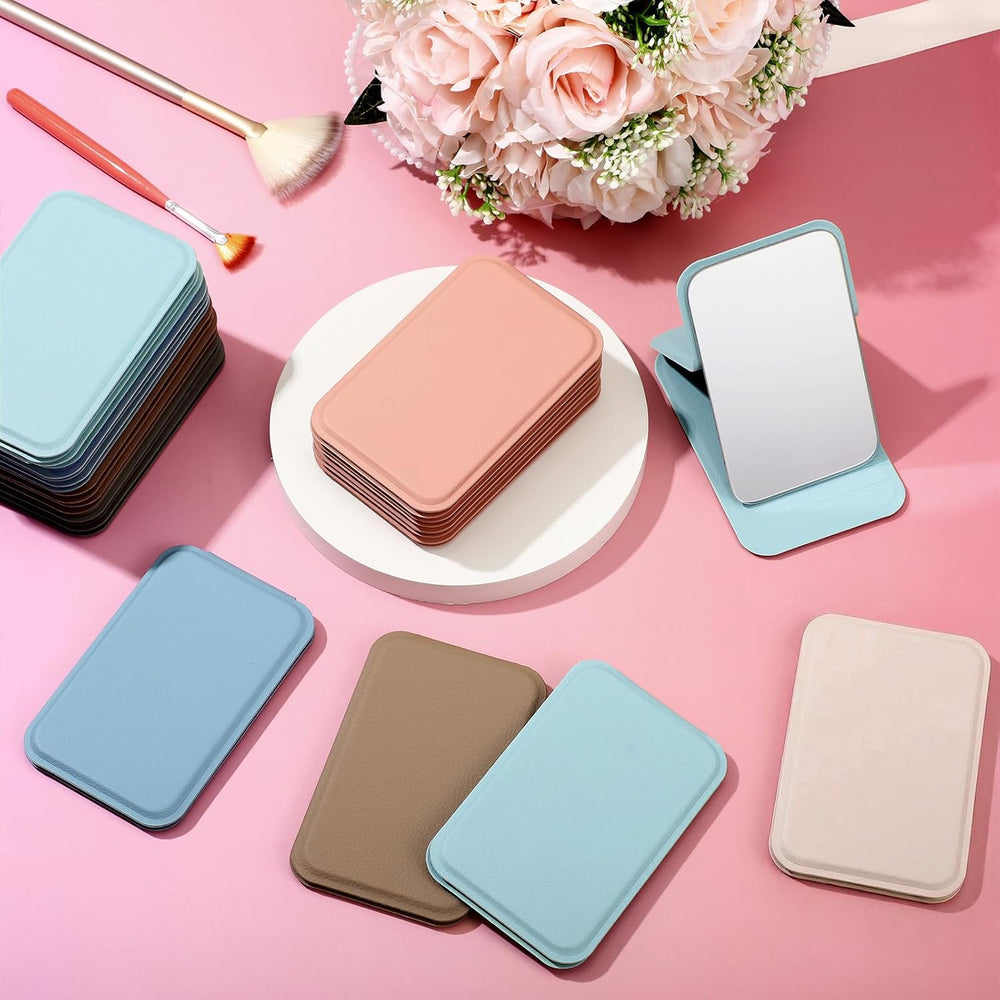 Compact Portable Mirror Bulk, Rectangle, Morandi, 24 Pcs