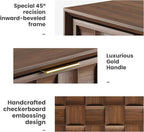 COLAMY Nightstand with Charging Station, 22" Modern Bed Side Table with 2 Storage Drawers and Chessboard Relieffor Bedroom, Dorm and Small Spaces - Walnut
