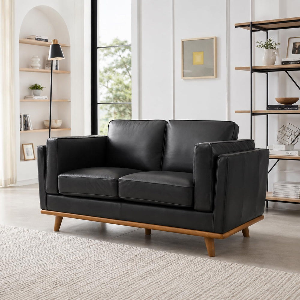 Valencia Artisan Full Leather Loveseat Sofa 66”| Pure Full Italian Nappa Leat...