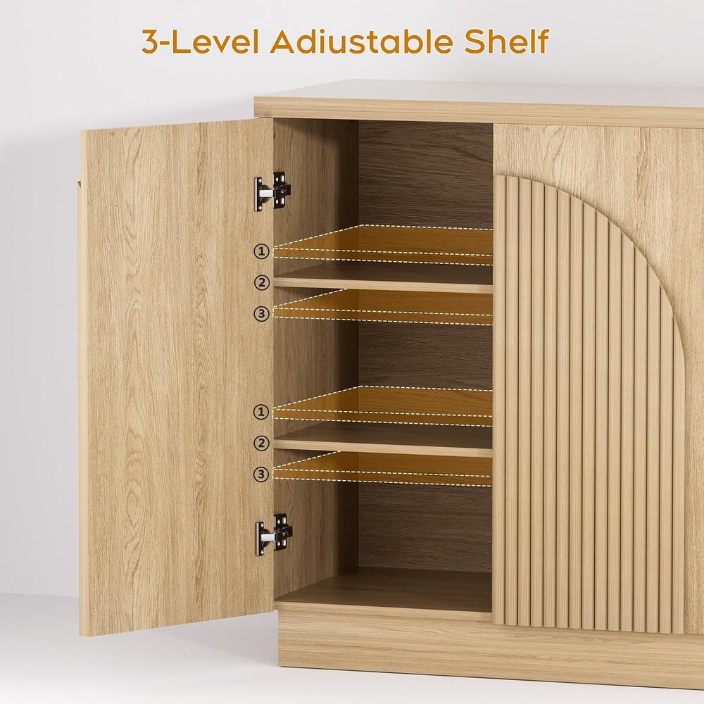 Yechen 55" Fluted Sideboard Buffet Cabinet with Storage, Credenza, Natural