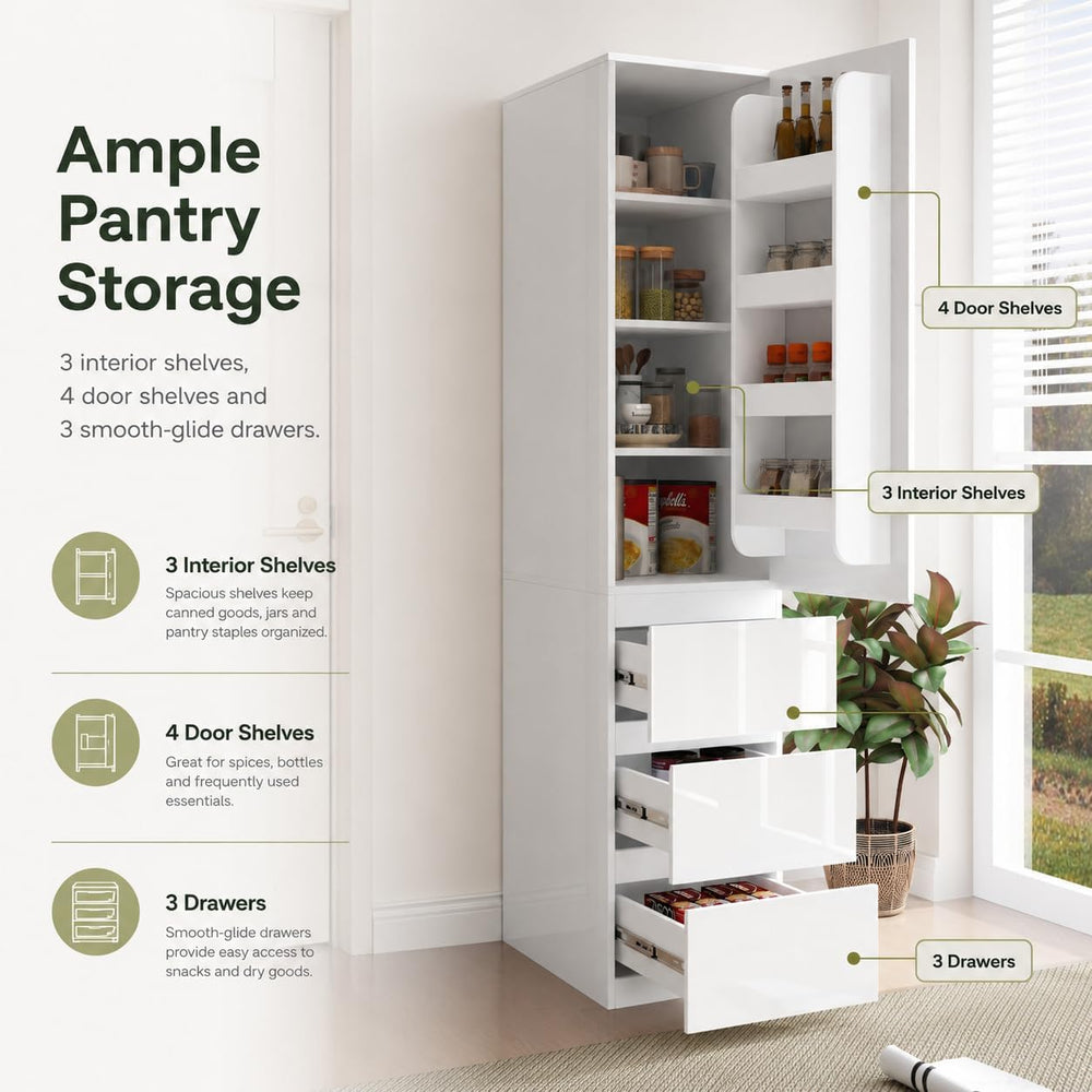Kitchen Pantry Cabinet, 70.9" Tall Pantry Storage Cabinet with Doors, 3 ...