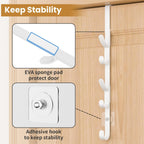 Over The Door Hooks, Metal Door Hooks for Hanging, Over The Door Purse Organizer for Coat Hanger, Back of Shower Door for Hanging Towel Rack Clothes, Hat, Bathroom, Closet (White-4Packs)