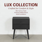 NTC Lux Nightstand with 2 Drawers, Featuring Adaptable Design, 150 lbs Load Capacity, Water-Resistant, Elevate Your Space, Easy Assembly - Burnt Black