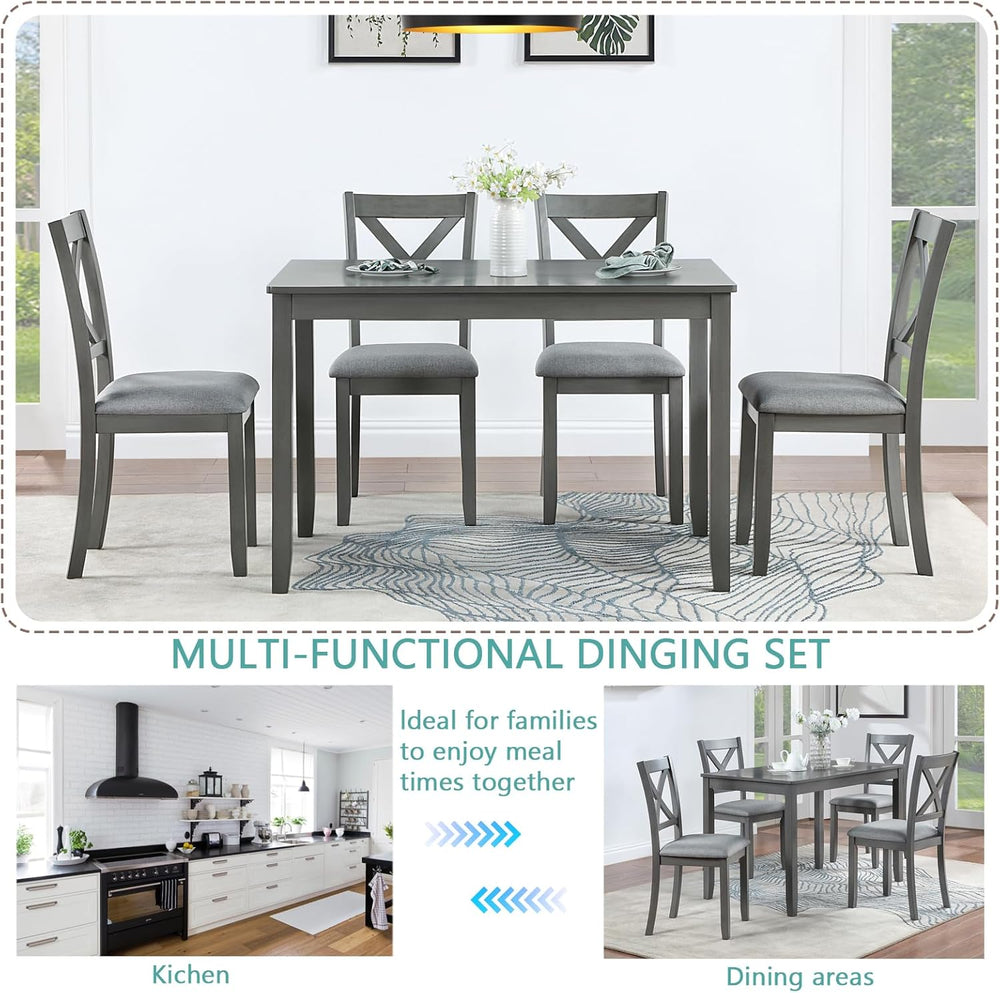LUMISOL 5-Piece Dining Table Set for 4, Farmhouse Kitchen Table Set with 4 Up...