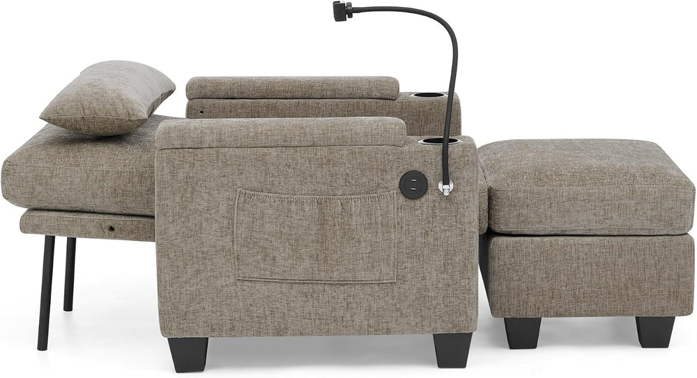 ERYE Accent Chair and Storage Ottoman Set, Versatile Single Chaise Lounger Co...