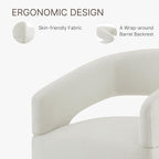 Upholstered Dining Chairs with Removable Casters Barrel Side Armchair with Rollers for Diningroom Bedroom Livingroom Reading Room, Ivory, Set of 4