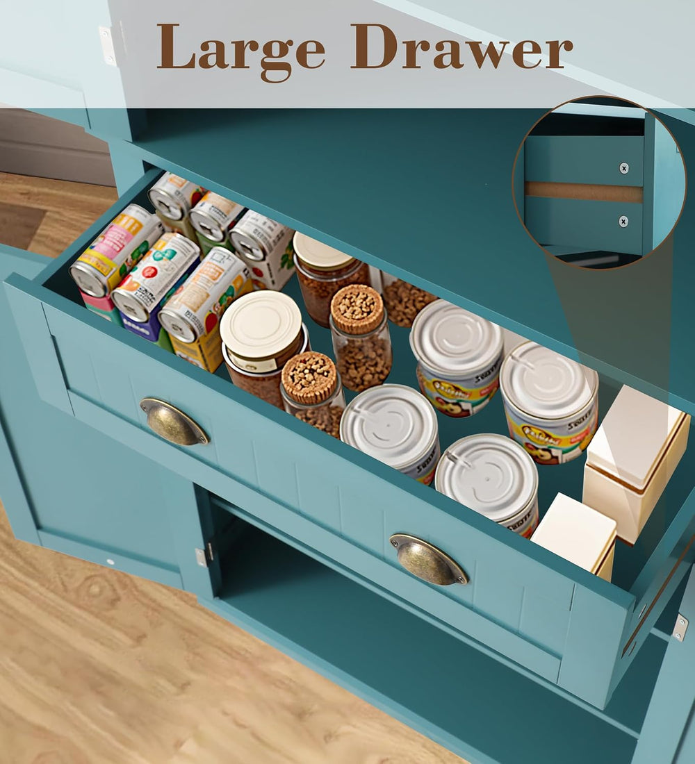 KIGOTY 72" Tall Kitchen Pantry Cabinet with Drawer and 4 Adjustable Shel...
